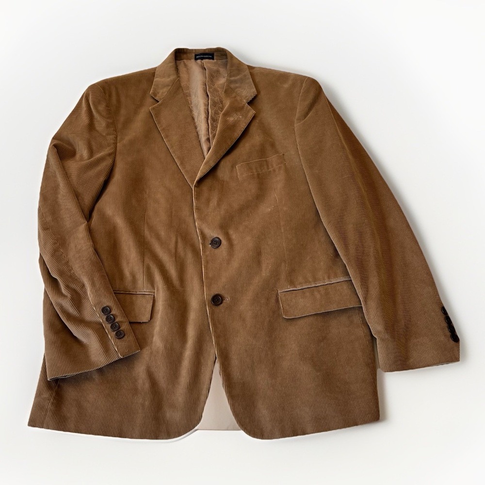 Stafford Essentials Classic Fit Men's Corduroy‎ Blazer Size 42R Brown Jacket